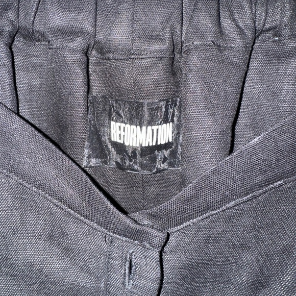 Size 4 Black Button Up Linen Reformation Dress - Picture 3 of 10